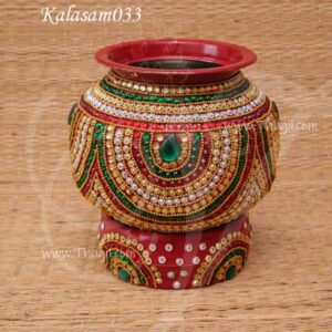 Kalash Stone Work Decorative Pooja Kalasam Sombu With Decorated 5.5 Inches