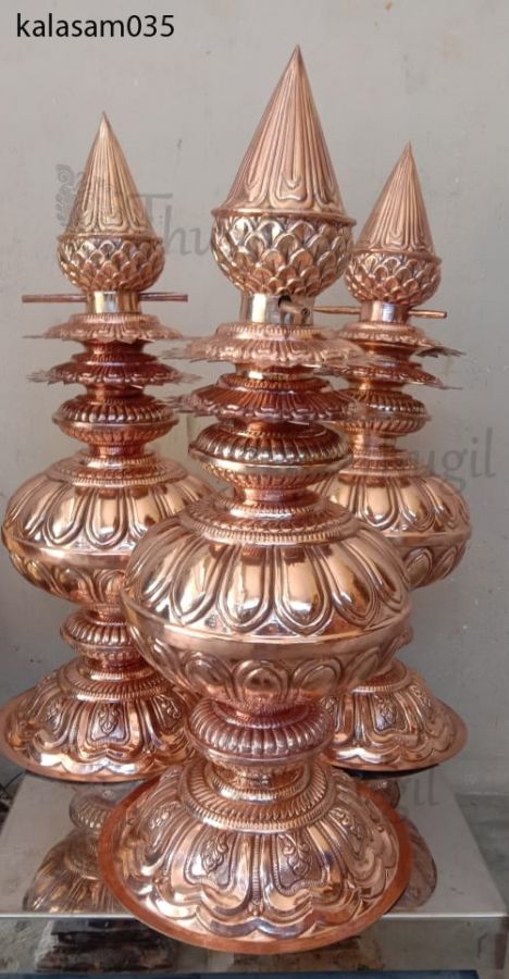 Copper Kalasham Kalash Temple Kopuram for Kalash 21 Inches