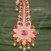 5.5 inches Kalgi Deity Hair Head Turban Jewellery White with Pink Stone Decoration for Hindu Temple