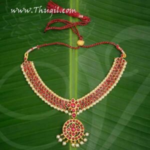 Marron Stone Pendant with Beads Short Necklace for Buy Now