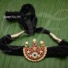 Kemp Stone Black Thread Choker Necklace Temple Jewellery For Hindu Goddess Decorations