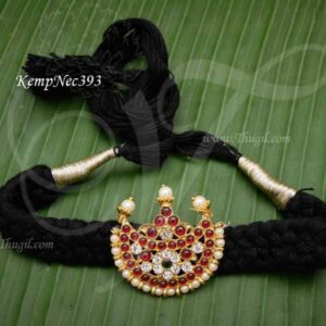 Kemp Stone Black Thread Choker Necklace Temple Jewellery For Hindu Goddess Decorations