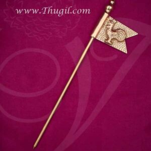 12" Brass Seval Kodi Flag Lord Murugan Subrahmanya