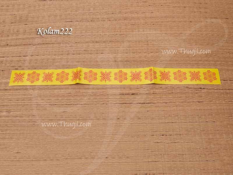 Muglu Yellow Rectangle Stickers Red Kolams Designs 27 inches x 5 sheet