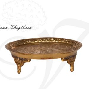 4" Brass Pooja Flower Plate Stand Buy Now