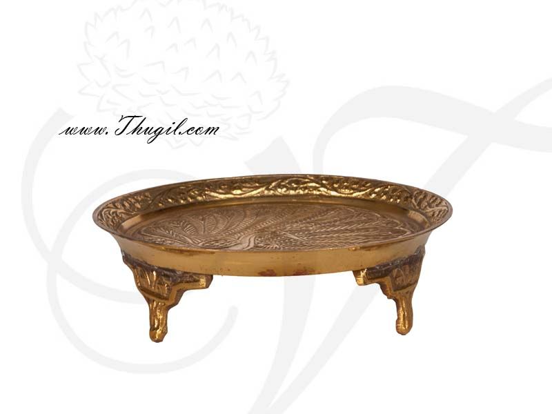 4" Brass Pooja Flower Plate Stand Buy Now