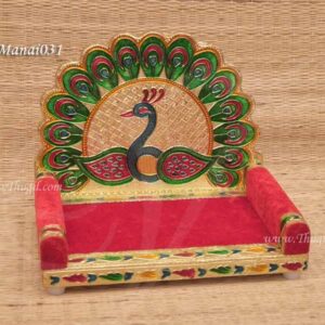 Manai Peacock Design Golden Foil Meenakari Sinhasan 6.5 inches