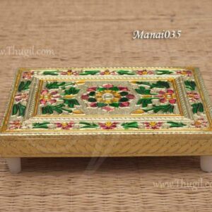 Golden Foil Flower Design Meenakari Manai 6 inches