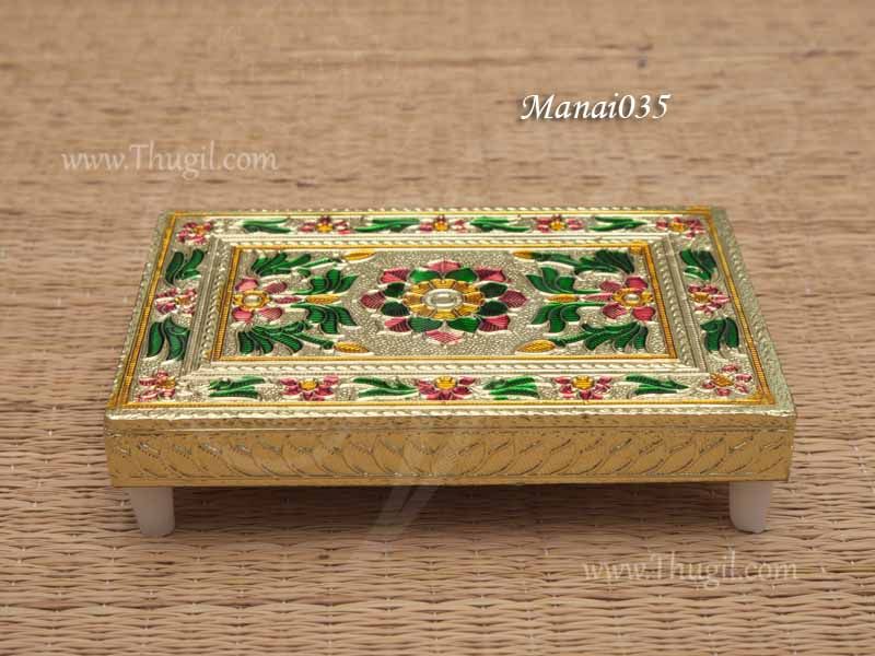 Golden Foil Flower Design Meenakari Manai 6 inches