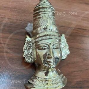 Brass Facec Mask Goddess Vara Laksmi Muga Ammavu Decorations 5.5 inches