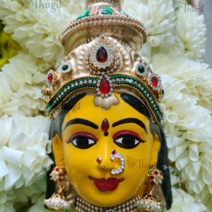 Goddess Lakshmi Mask Vara Laksmi Face with Decorations 7.5 inch