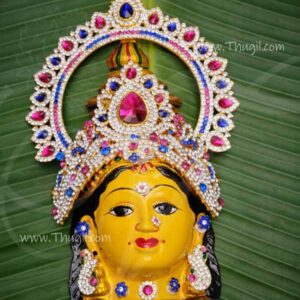 Goddess Lakshmi Mask Vara Laksmi Face with Decorations 8 inch