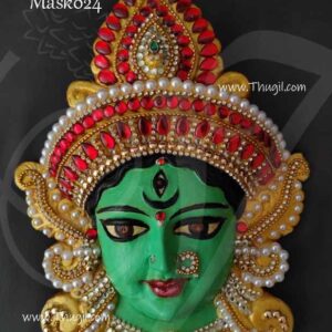 Goddess Durga Mask Durga Devi Face with Decorations 11 inches