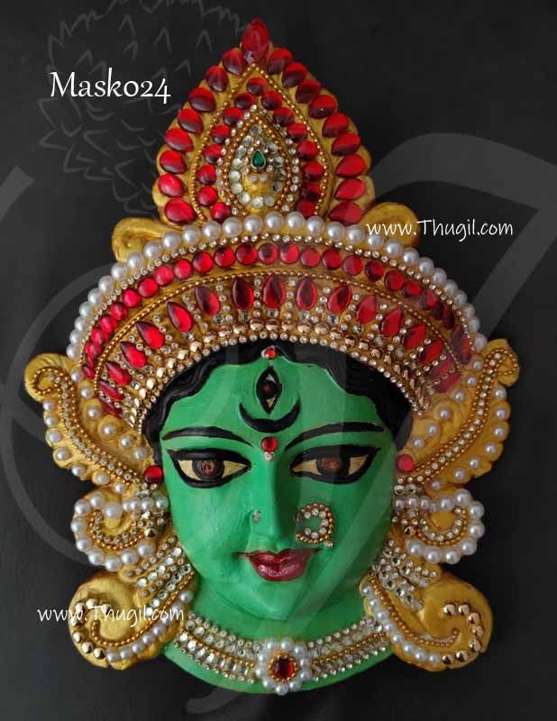 Goddess Durga Mask Durga Devi Face with Decorations 11 inches
