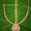 Gold Plated White Stone Pendant With Short Necklace