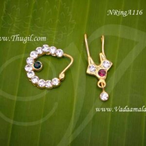 3 Sets Nath White Stone Nose Ring Nath Bullak Bharatanatyam Dance Ornaments