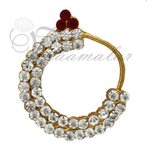 Deity Nath White and red Stone Nose Ring Nath Amman Ornaments