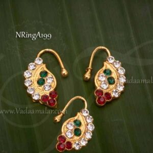 3 pieces Bharatanatyam Kuchipudi Nose Pin Nath With Multi Stones
