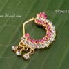 Mookuthi Nath White With Pink Color Stone Nose Ring Amman 1.2 inches