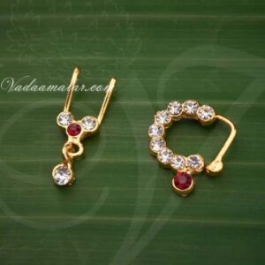Mookuthi Nath White And Maroon Stone Nose Ring Buy Now 3 Pairs