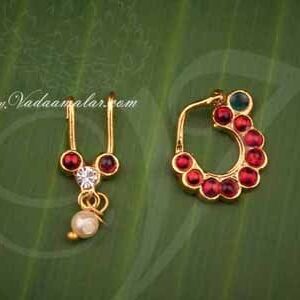 Nath Bullak Kemp Stone Nose Ring VaraLakshmi Amman Ornaments Buy Now 3 pairs