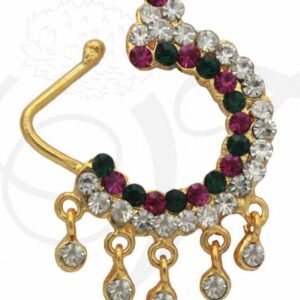 Deity Nath Multi Color Stone Nose Ring Nath Amman Ornaments 1.5 inches