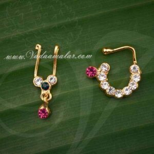 Nath Bullak Multicolor Stone Nose Ring Amman Ornaments Buy Now 3 pairs