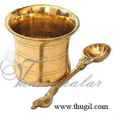 3" Panchapatra Udharini Brass Set Buy Now