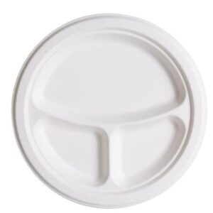 3 Compartment Food Tray Sugarcane Paper Plate-20 pcs