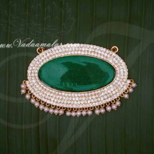 White Stone Green Enamel Oval Pathakam Hindu God Chest Jewellery Buy Online 2.8"