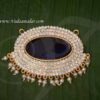 Pathakam White with Blue Enamel Oval Pathakam Hindu Deity Chest Ornaments 4 Inches