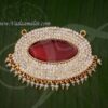 Pendant For Shringhaar White Stones With Maroon Enamel Pathakam Hindu God Width : 2 inches