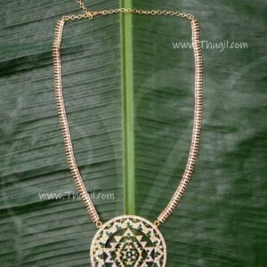 Shree Chakram Pathkam Pendant Long Necklace Temple Jewellery 13.5 inches