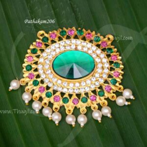 Pathakam Oval Dollar Stone Pendant Hindu For God Jewellery 2.5 inches