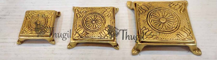 Square base Manai Brass Pedestal Stand For Idols 5"