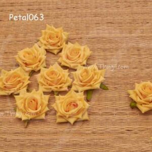 12 Yellow colour Artificial Rose Heads Flower Roja 2.5 inches