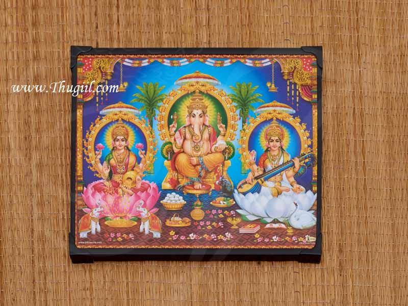 Lakshmi Saraswati Ganesha Laminated Photo Frame Buy Online 9 inches