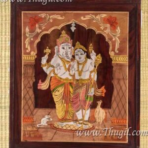 Vinayagar and Murugar Wooden Wall hanging For Poojaroom 18 inches x 16 inches