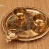 Brass Ganesha Pooja Aarti Plate Kumkum Chandan Cup Buy Now 10 inches