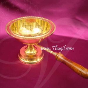 Aarti Dhoop Brass Wooden Handle Buy Now -11" Large Size