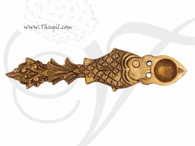 Aarti Spoon Fish Design Aarthi In Brass For Pooja Buy Now 10"