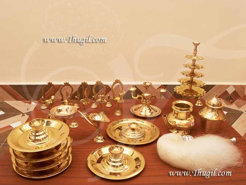 18 items Brass Arathi Abeshegam Set for Puja Buy Online