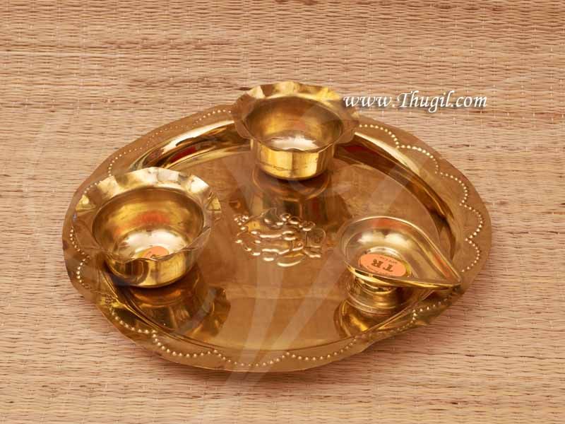 Brass Ganesha Pooja Aarti Plate 10.5"