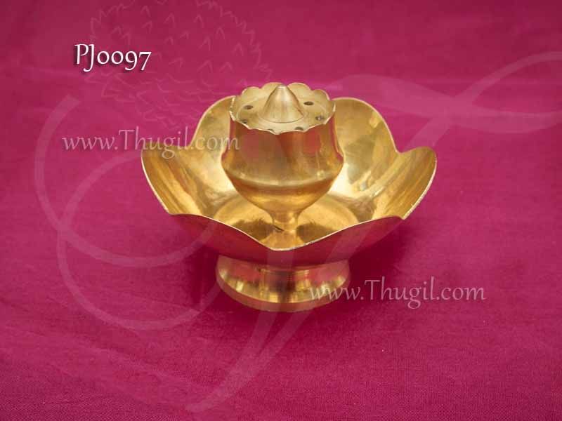 Small Brass Flower Shaped Agarbatti Stand Holder 2 inches