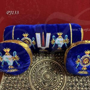 Pillow Dindu Thenkalai Blue Velvet Cushion for Vishnu Perumal 7 inches