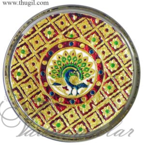 9 inches Meenakari design steel thamboolam thali plates