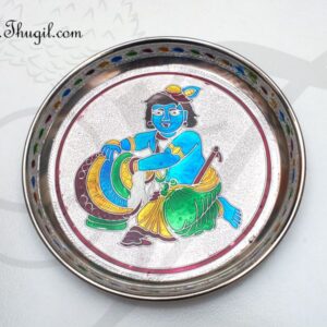 Meenakari Krishnan design steel thamboolam plates