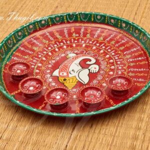Meenakari Lord Ganesha Design Steel Thamboolam Plates