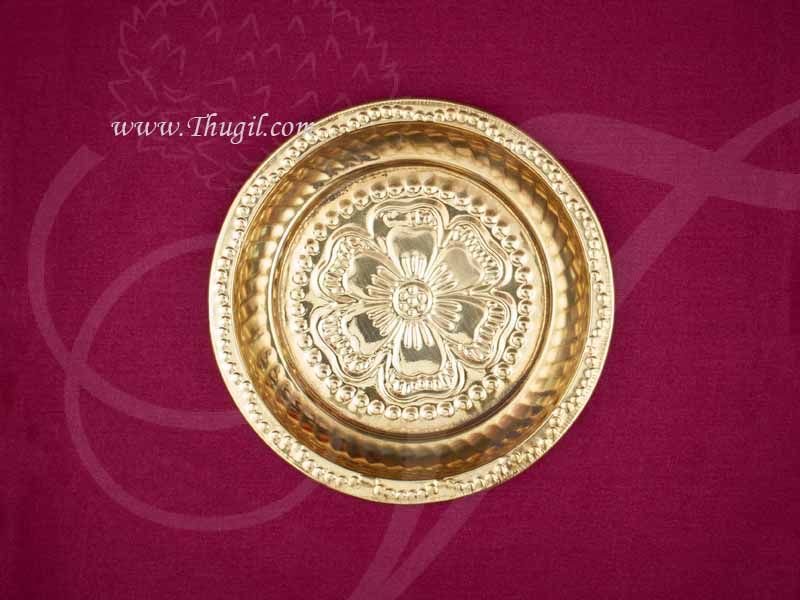 4" Small size Brass Pooja Plate Buy Now - 3 pieces