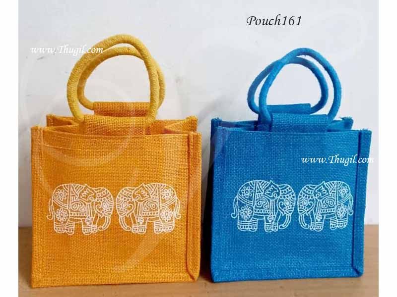 Jute Bags for Navaratri Gifts Ganesha Puja Medium Size India 7 inches x 7 inches